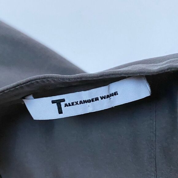 T Alexander Wang Charcoal Drapey Pleated Silk Sleeveless Blouse - Picture 9 of 11